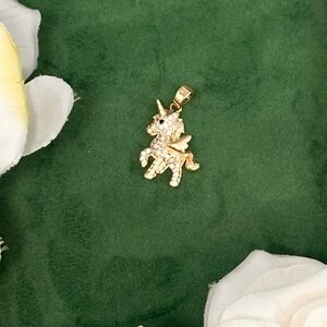Gold Unicorn Charm With Micro Pave Diamonds NEW!